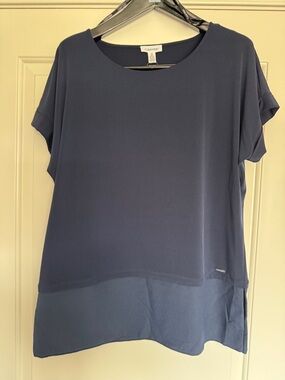 Calvin Klein Deep Navy Short Sleeve Layered Tunic
